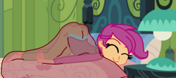 Size: 2484x1112 | Tagged: safe, artist:gmaplay, character:scootaloo, species:pegasus, species:pony, my little pony:equestria girls, 1000 hours in ms paint, ass, butt, face down ass up, female, mimir, scootabutt, sleeping