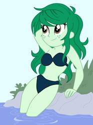 Size: 2454x3306 | Tagged: safe, artist:gmaplay, base used, character:wallflower blush, species:eqg human, g4, my little pony: equestria girls, my little pony:equestria girls, arm behind head, clothing, female, high res, solo, swimsuit, water