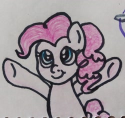 Size: 2488x2344 | Tagged: safe, artist:wrath-marionphauna, character:pinkie pie, g4, colored pencil drawing, female, marker drawing, smiling, solo, traditional art