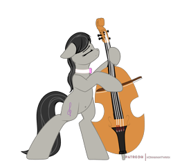 Size: 3000x2800 | Tagged: safe, artist:xcinnamon-twistx, patreon reward, character:octavia melody, g4, bipedal, calm, cello, cute, female, musical instrument, patreon, patreon link, patreon logo, playing, simple background, solo, standing, transparent background