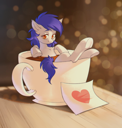 Size: 2467x2576 | Tagged: safe, artist:lightning-stars, oc, oc only, oc:gabriel, species:pony, g4, commission, cup, cup of pony, micro, solo, ych result