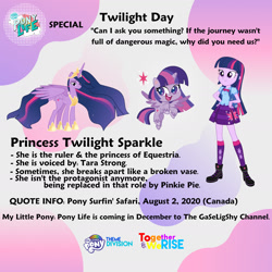 Size: 1414x1414 | Tagged: safe, artist:crystalmagic6, artist:invisibleink, character:twilight sparkle, character:twilight sparkle (alicorn), character:twilight sparkle (eqg), species:alicorn, species:eqg human, species:pony, episode:pony surfin' safari, episode:the last problem, g4, g4.5, my little pony: friendship is magic, my little pony: pony life, my little pony:equestria girls, my little pony:pony life, graphic design is my passion, meta, princess twilight 2.0, twilight day, twilight sparkle day, twitter