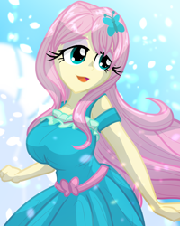 Size: 1600x2000 | Tagged: safe, artist:geraritydevillefort, character:fluttershy, species:eqg human, g4, my little pony: equestria girls, my little pony:equestria girls, big breasts, breasts, busty fluttershy, clothing, cute, dress, female, shyabetes, solo