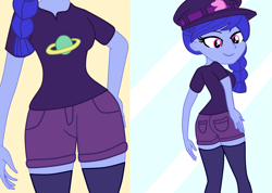 Size: 3129x2233 | Tagged: safe, alternate version, artist:gmaplay, g4, my little pony: equestria girls, my little pony:equestria girls, ass, breasts, butt, clothing, female, shorts, socks, solo, space booty, space camp (character), thigh highs