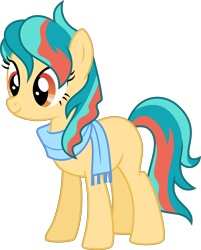 Size: 3610x4500 | Tagged: safe, artist:digimonlover101, oc, oc:golden flash, parent:aunt holiday, parent:auntie lofty, parents:lofty day, species:earth pony, species:pony, g4, clothing, female, magical lesbian spawn, mare, offspring, scarf, simple background, solo, transparent background