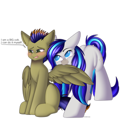Size: 3000x3000 | Tagged: safe, artist:xcinnamon-twistx, oc, oc only, oc:hooklined, oc:seafire, species:earth pony, species:pegasus, species:pony, g4, blushing, commission, cute, grooming, preening, simple background, transparent background