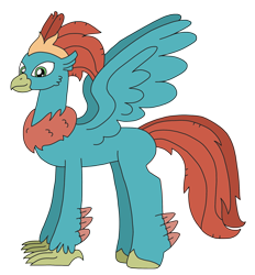 Size: 2275x2448 | Tagged: safe, artist:supahdonarudo, oc, oc only, oc:king waverider, species:classical hippogriff, species:hippogriff, g4, crown, jewelry, regalia, simple background, smiling, spread wings, story included, transparent background, wings