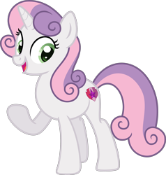 Size: 3500x3684 | Tagged: safe, artist:n0kkun, character:sweetie belle, species:pony, species:unicorn, g4, alternate hairstyle, cutie mark, female, mare, older, older sweetie belle, open mouth, raised hoof, simple background, solo, the cmc's cutie marks, transparent background