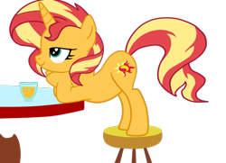 Size: 1345x972 | Tagged: safe, artist:gmaplay, character:sunset shimmer, species:pony, species:unicorn, g4, ass, ass up, bunset shimmer, butt, female, romantic, simple background, solo, transparent background