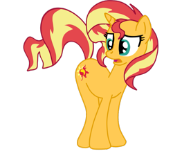 Size: 815x744 | Tagged: safe, artist:gmaplay, character:sunset shimmer, species:pony, species:unicorn, g4, ass up, bunset shimmer, butt, female, looking back, plot, simple background, solo, transparent background