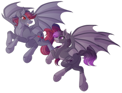 Size: 6752x5168 | Tagged: safe, artist:amazing-artsong, oc, oc only, oc:flip trick, oc:hartstring, species:bat pony, species:pony, g4, absurd resolution, female, mare, simple background, transparent background