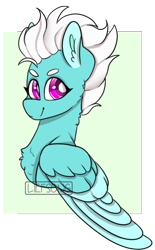 Size: 448x721 | Tagged: safe, artist:liefsong, character:fleetfoot, species:pegasus, species:pony, g4, beanbrows, bust, chest fluff, ear fluff, eyebrows, female, folded wings, looking at you, mare, simple background, smiling, solo, transparent background, wings
