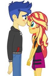 Size: 1483x2008 | Tagged: safe, alternate version, artist:gmaplay, edit, character:flash sentry, character:sunset shimmer, ship:flashimmer, g4, my little pony: equestria girls, my little pony:equestria girls, female, male, shipping, simple background, straight, transparent background, vector