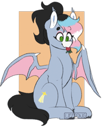 Size: 485x601 | Tagged: safe, artist:liefsong, oc, oc only, oc:starskipper, species:bat pony, species:pony, g4, food, fruit, ponytail, simple background, solo, strawberry, tongue out, transparent background