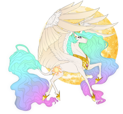 Size: 1600x1494 | Tagged: safe, artist:dementra369, character:princess celestia, species:alicorn, species:pony, g4, curly hair, female, glowing hair, jewelry, regalia, simple background, solo, sun, transparent background