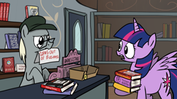 Size: 1024x577 | Tagged: safe, artist:petirep, character:twilight sparkle, character:twilight sparkle (alicorn), oc, species:alicorn, species:pony, alicorn day, barnes&noble, book store, female, mare