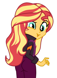 Size: 1060x1438 | Tagged: safe, artist:gmaplay, character:sunset shimmer, species:eqg human, episode:how to backstage, g4, my little pony: equestria girls, my little pony:equestria girls, spoiler:eqg series (season 2), ass, bunset shimmer, butt, female, looking at you, looking back, simple background, solo, transparent background