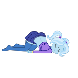 Size: 2952x2952 | Tagged: safe, artist:gmaplay, character:trixie, species:eqg human, g4, my little pony:equestria girls, alternate hairstyle, ass, ass up, babysitter trixie, butt, clothing, cute, diatrixes, eyes closed, face down ass up, female, gameloft interpretation, hoodie, simple background, skirt, sleeping, solo, the great and powerful ass, transparent background