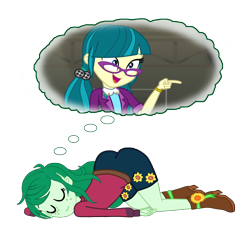 Size: 3000x3000 | Tagged: safe, artist:gmaplay, character:juniper montage, character:wallflower blush, ship:juniblush, g4, my little pony:equestria girls, dream bubble, eyes closed, female, glasses, lesbian, shipping, simple background, sleeping, transparent background