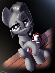 Size: 2500x3300 | Tagged: safe, artist:shido-tara, oc, oc:somber, species:pony, species:unicorn, g4, looking at you, plushie, simple background, toy
