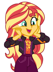 Size: 882x1196 | Tagged: safe, artist:gmaplay, character:sunset shimmer, species:eqg human, episode:how to backstage, g4, my little pony: equestria girls, my little pony:equestria girls, spoiler:eqg series (season 2), cute, female, shimmerbetes, simple background, solo, sunset shimmer day, transparent background
