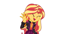 Size: 1920x1080 | Tagged: safe, artist:gmaplay, character:sunset shimmer, species:eqg human, g4, my little pony: equestria girls, my little pony:equestria girls, spoiler:eqg series (season 2), cute, female, hi, saludation, shimmerbetes, simple background, solo, sunset shimmer day, transparent background