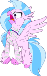 Size: 6739x10997 | Tagged: safe, artist:n0kkun, editor:damiranc1, character:silverstream, species:classical hippogriff, species:hippogriff, g4, cute, diastreamies, female, flying, infinity train, jewelry, necklace, numbers, simple background, solo, transparent background, vector