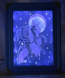 Size: 1516x1808 | Tagged: safe, artist:ashenonedreamer, artist:dementra369, character:princess luna, species:alicorn, species:pony, g4, bipedal, ear fluff, ethereal mane, female, for sale, galaxy mane, mare, moon, night, raised hoof, solo, stars