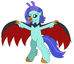 Size: 2735x2358 | Tagged: safe, artist:supahdonarudo, oc, oc only, oc:sea lilly, species:classical hippogriff, species:hippogriff, g4, cape, clothing, costume, fangs, halloween, holiday, simple background, spooky, standing up, transparent background, vampire
