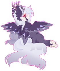 Size: 1268x1511 | Tagged: safe, artist:vanillaswirl6, oc, oc only, oc:puppet, g4, 4 wings, antlers, hybrid, simple background, transparent background