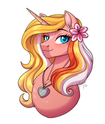 Size: 2800x3300 | Tagged: safe, artist:jack-pie, oc, oc only, oc:dreamy sweet, species:pony, species:unicorn, g4, beautiful, commission, female, high res, jewelry, mare, necklace, pretty, simple background, smiling, solo, transparent background