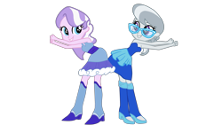 Size: 4591x2581 | Tagged: safe, artist:gmaplay, character:diamond tiara, character:silver spoon, species:eqg human, g4, my little pony:equestria girls, bump bump sugar lump rump, butt bump, butt to butt, butt touch, duo, duo female, female, females only, simple background, transparent background