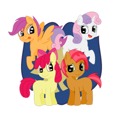 Size: 648x648 | Tagged: dead source, safe, artist:graphene, character:apple bloom, character:babs seed, character:scootaloo, character:sweetie belle, species:pegasus, species:pony, cutie mark crusaders