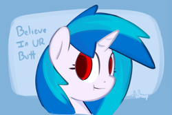 Size: 975x650 | Tagged: safe, artist:whoop, character:dj pon-3, character:vinyl scratch, :t, female, portrait, solo