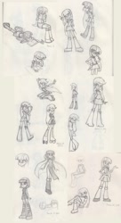 Size: 890x1637 | Tagged: safe, artist:khuzang, character:applejack, character:twilight sparkle, my little pony:equestria girls, clothing, crossover, humanized, lineart, sketch, sketch dump, skirt, traditional art