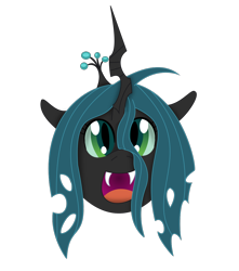 Size: 1080x1224 | Tagged: safe, artist:graphene, character:queen chrysalis, species:changeling, changeling queen, cute, cutealis, face, faec, female, happy, nymph, smiling, solo