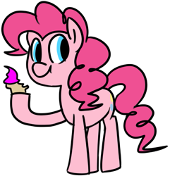 Size: 653x676 | Tagged: safe, artist:ghost, character:pinkie pie, species:earth pony, species:pony, cupcake, cute, diapinkes, eating, female, food, no catchlights, simple background, solo, white background