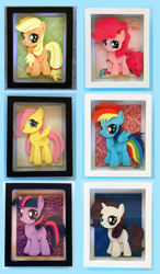 Size: 1200x2059 | Tagged: safe, artist:the-paper-pony, character:applejack, character:fluttershy, character:pinkie pie, character:rainbow dash, character:rarity, character:twilight sparkle, blank flank, craft, filly, papercraft, photo