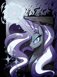 Size: 900x1200 | Tagged: safe, artist:glancojusticar, character:nightmare rarity, character:rarity, species:pony, species:unicorn, spoiler:comic, cover, female, magic, majestic, mare, nightmare grayity