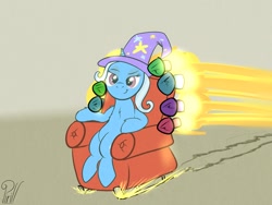 Size: 1280x960 | Tagged: safe, artist:pirill, character:trixie, species:pony, species:unicorn, 30 minute art challenge, armchair, chair, female, rocket, sitting, solo