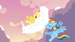 Size: 8000x4500 | Tagged: safe, artist:kittyhawk-contrail, character:fluttershy, character:rainbow dash, episode:hurricane fluttershy, g4, my little pony: friendship is magic, absurd resolution, catching, cloud, goggles, vector