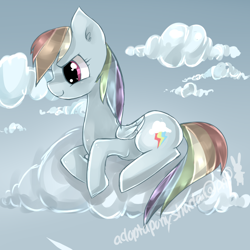 Size: 1000x1000 | Tagged: safe, artist:aquagalaxy, character:rainbow dash, cloud, cloudy, discorded, female, solo