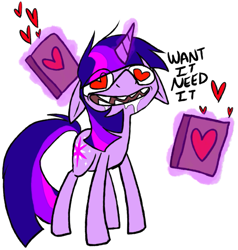 Size: 707x742 | Tagged: safe, artist:ghost, character:twilight sparkle, drool, female, heart, solo, want it need it