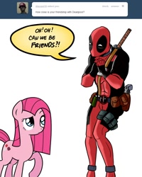 Size: 800x1000 | Tagged: safe, artist:frankier77, character:pinkamena diane pie, character:pinkie pie, ask pinkamena diane pie, ask, crossover, deadpool, pinkiepool (pairing), tumblr
