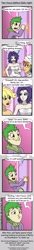 Size: 520x3770 | Tagged: dead source, safe, artist:glancojusticar, character:applejack, character:rainbow dash, character:rarity, character:spike, species:human, episode:the best night ever, g4, my little pony: friendship is magic, comic, crying, female, human spike, humanized, male, megasweet, parody, photoshop, take that, towel, we don't normally wear clothes