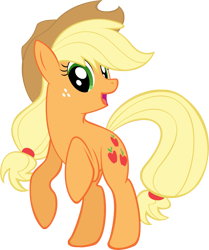 Size: 957x1145 | Tagged: safe, artist:glancojusticar, character:applejack, species:earth pony, species:pony, g4, female, mare, photoshop, rearing, simple background, solo, transparent background