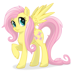 Size: 5000x5000 | Tagged: safe, artist:glancojusticar, character:fluttershy, species:pegasus, species:pony, g4, absurd resolution, female, fluffy, mare, photoshop, raised hoof, simple background, solo, transparent background