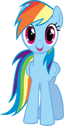 Size: 3087x6057 | Tagged: safe, artist:kittyhawk-contrail, part of a set, character:rainbow dash, cute, dashabetes, female, happy, hugpony poses, looking at you, open mouth, simple background, smiling, solo, transparent background, vector
