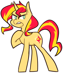Size: 797x922 | Tagged: safe, artist:ghost, character:sunset shimmer, species:pony, female, open mouth, raised hoof, simple background, solo