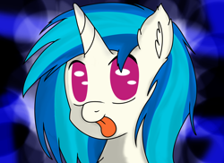 Size: 2338x1700 | Tagged: safe, artist:graphene, character:dj pon-3, character:vinyl scratch, cute, face, female, solo, tongue out